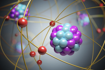Wall Mural - 3d rendered illustration of elementary particles in atom. physics concept.