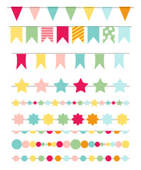 Wall Mural - Party Flags, Buntings,  Brushes for Creating a Party Invitation 