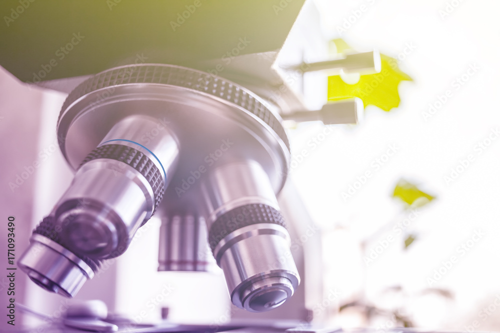 Optical microscope - science and laboratory equipment. Microscope is ...