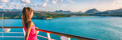 Fotografía Cruise ship tourist woman Caribbean travel vacation banner