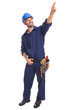 © cristovao31 - Portrait of a young worker pointing at copyspace