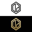 initial letters logo od black and gold monogram hexagon shape vector