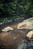 Fototapeta Sawanna - small mountain river with lot of stones and rocks