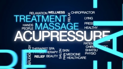 Sticker - Acupressure animated word cloud, text design animation.