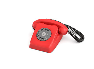 Wall Mural - 3d rendering of an old-fashioned rotary phone isolated on white background.