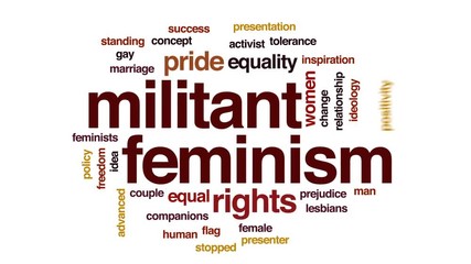 Canvas Print - Militant feminism animated word cloud, text design animation.