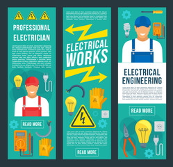 Electrician and electrical works banners