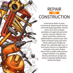 Sticker - Repair and construction poster of work tools