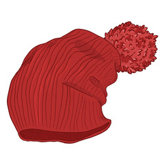 Sticker - Vector Sketch Knitted Winter Cap. Urban Style.