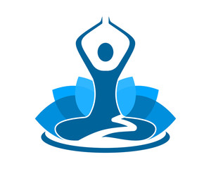 Wall Mural - blue yoga silhouette icon image vector