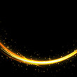 Fire arc on black background. Fire curve glowing trace. Vector fire gold arc.