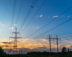 High Voltage Electric Transmission Tower Energy Pylon.