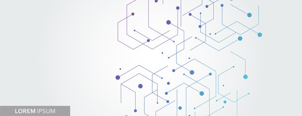 Fototapete - Vector banner design, white background with hexagon pattern