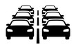 Two lanes of heavy car traffic jam flat vector icon for automobile apps and websites