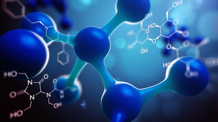 Wall Mural - science or medical background with molecules and atoms.