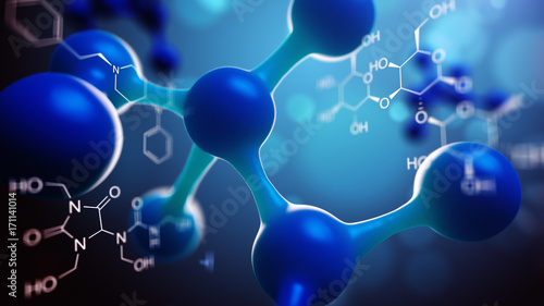Fotomural Science or medical background with molecules and atoms.
