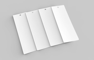 White blank tag or label and bookmark or bookmaker for template design and mock up. 3d render illustration.