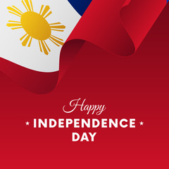 Poster - Banner or poster of Philippines independence day celebration. Waving flag. Vector illustration.