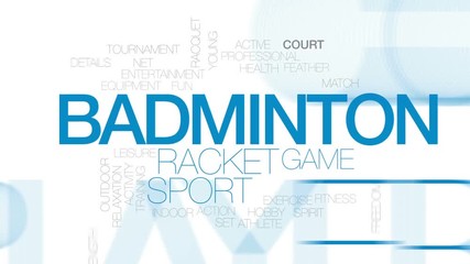 Poster - Badminton animated word cloud, text design animation. Kinetic typography.