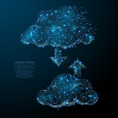 Aufkleber - cloud service concept composed of polygons. Low poly vector illustration of a starry sky or Comos. The shield consists of lines, dots and shapes.