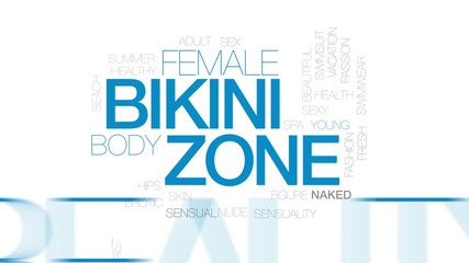 Poster - Bikini zone animated word cloud, text design animation. Kinetic typography.