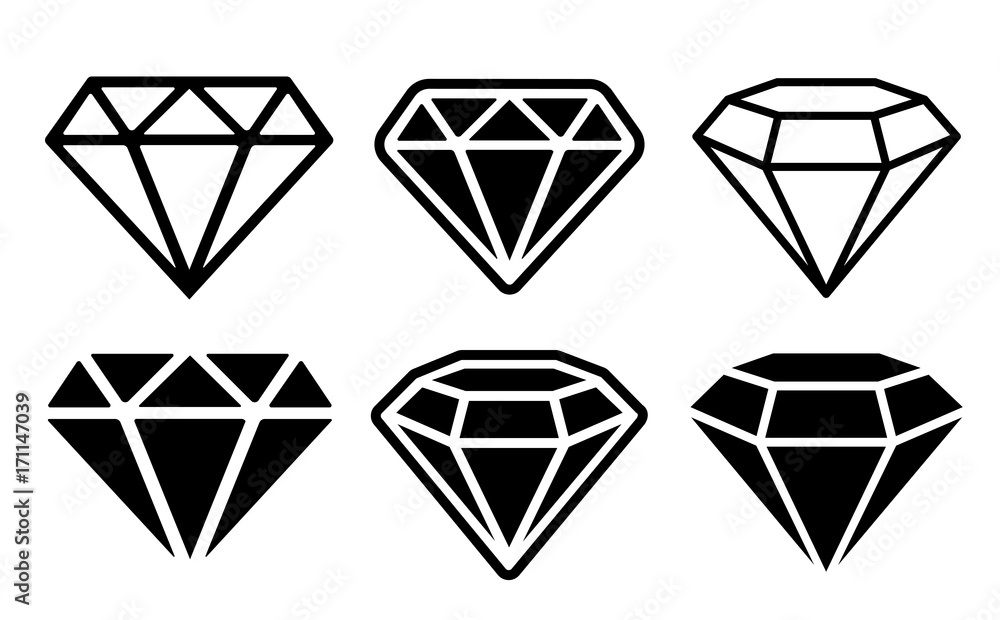 Diamond Icon set - stock vector. - obrazy, fototapety, plakaty 