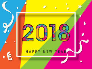 Happy New Year 2018 paper cut  Background, Carte de voeux - New year greeting card, New year background. 2018 Happy New Year Background for your Seasonal Flyers, brochure, and Greetings Card.