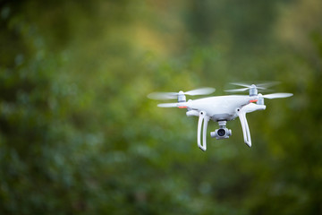 Quadrocopter drone with the camera in flight