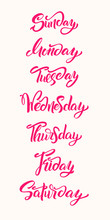 Hand Lettering Days Of Week. Modern Calligraphy.