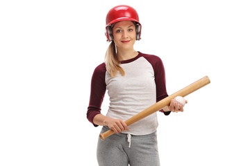 Canvas Print - Female baseball player