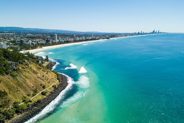 Wall Mural - An aerial view of Burleigh Heads on the Gold Coast  a clear day with blue water