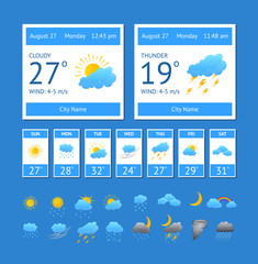 cartoon weather color element set. vector