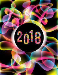 Happy New Year 2018 Background, Carte de voeux - New year greeting card, New year background. 2018 Happy New Year Background for your Seasonal Flyers, brochure, slide show, and Greetings Card.