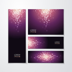 Wall Mural - abstract bokeh dark glowing lights design banner set