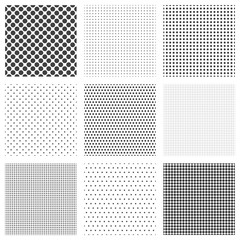 Wall Mural - halftone dots seamless pattern set. polka dot net textures or dots grid wallpapers, vector illustrat
