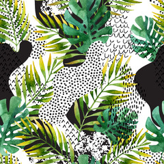 Wall Mural - Abstract summer tropical leaves background.