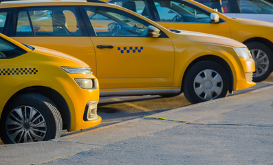 Poster - taxi in the parking lot