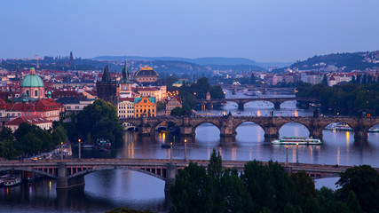 Wall Mural - Vltava river in Prague, Czech Republic at the dusk