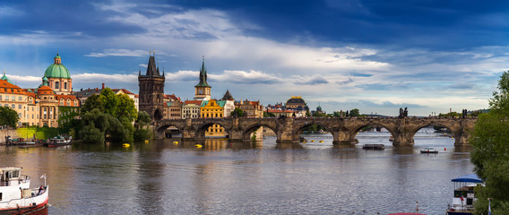 Wall Mural - Vltava river in Prague, Czech Republic at the sunset