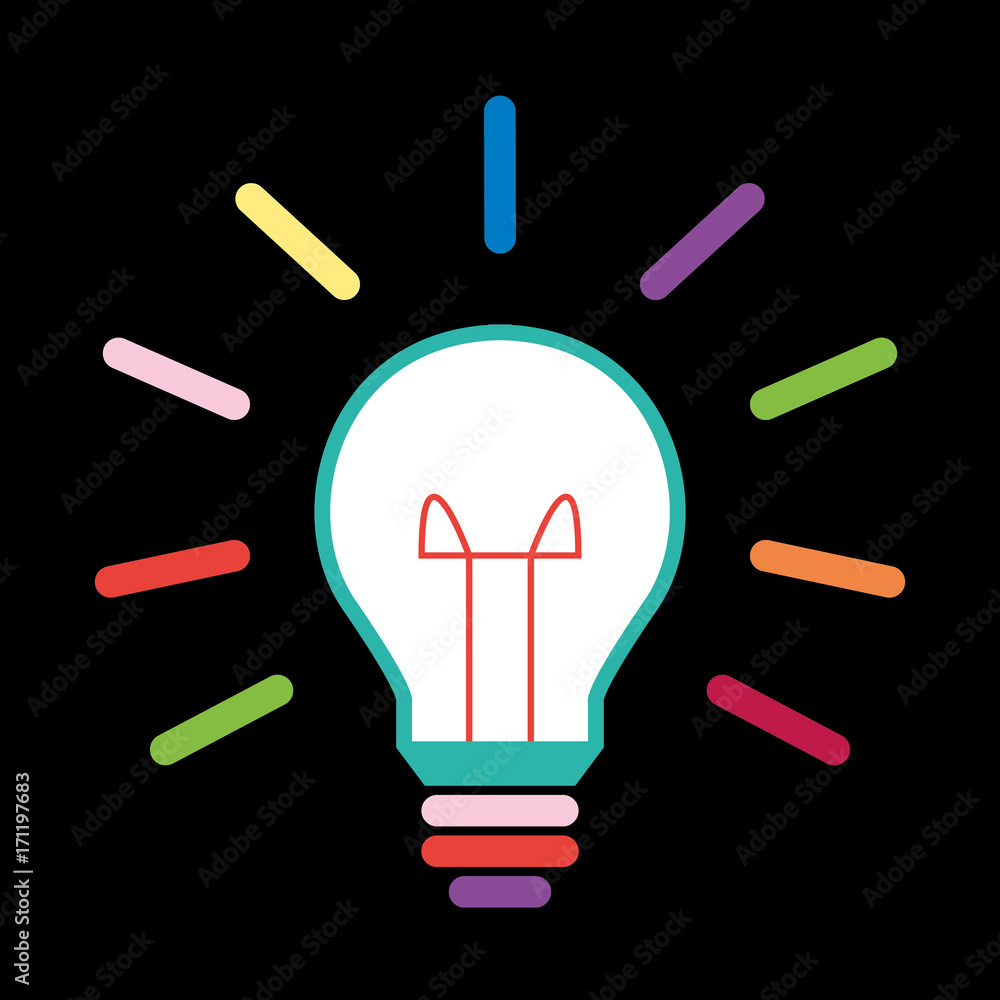 Glühbirne, Strahlen bunt - Icon, Symbol, Piktogramm - blau, rot,gelb, grün,  orange, lila, rosa, pink, violett, regenbogen - Web, Druck - Vektor Stock  Vector | Adobe Stock, image size:1000x1000