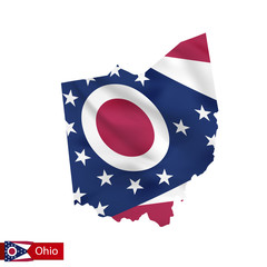 Wall Mural - Ohio state map with waving flag of US State.