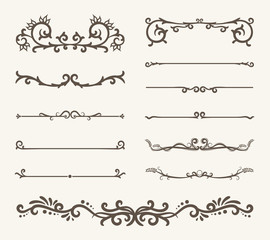 Vector set of decorative elements,  frame and line vintage style