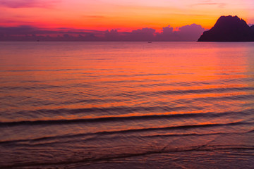 Wall Mural - morning sunrise on the east coast of thailand is the day where the sky looks bright and colorful.