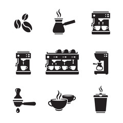 Wall Mural - Coffee machine icons set