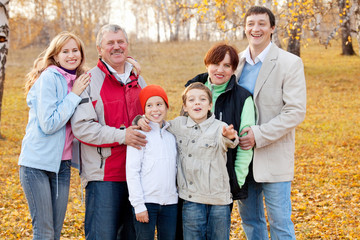 Wall Mural - Family in autumn park