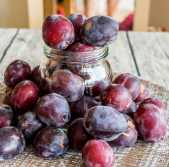 Plums in a jar