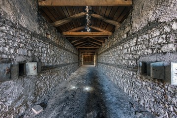 Wall Mural - Creepy attic interior at abandoned building