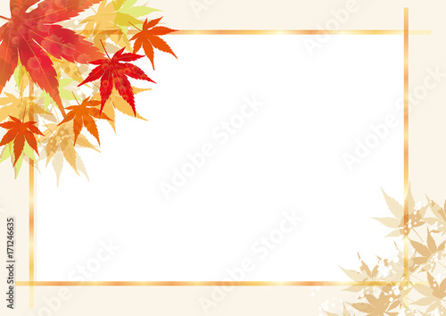 紅葉の背景 秋のイメージの背景 縦 飾り枠 モミジのイラスト 背景 Background Of The Image Of Autumn Stock Illustration Adobe Stock