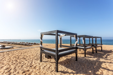 Wall Mural - Beds are luxury lounges for tourists to relax.