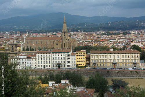 Plakat panorama miasta florencji, kopuły renesansu